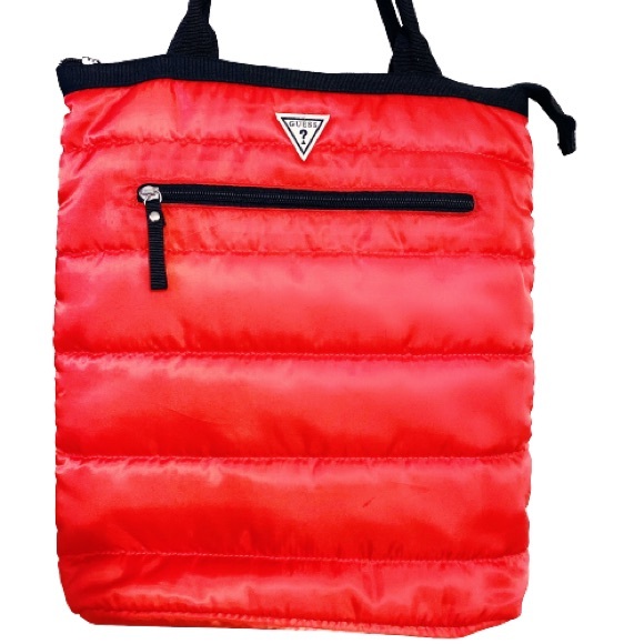 GUESS WOMEN'S RED QUILTED TOTE BAG AND LAPTOP SLEEVE COMBO - Picture 2 of 5